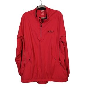 Budweiser Logo Adidas Men's Climaproof Windbreaker Red 1/4 Zip Pullover Sz 2XL